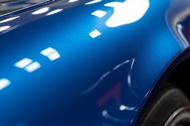 Detailed view of a car's sparkling clean exterior surface